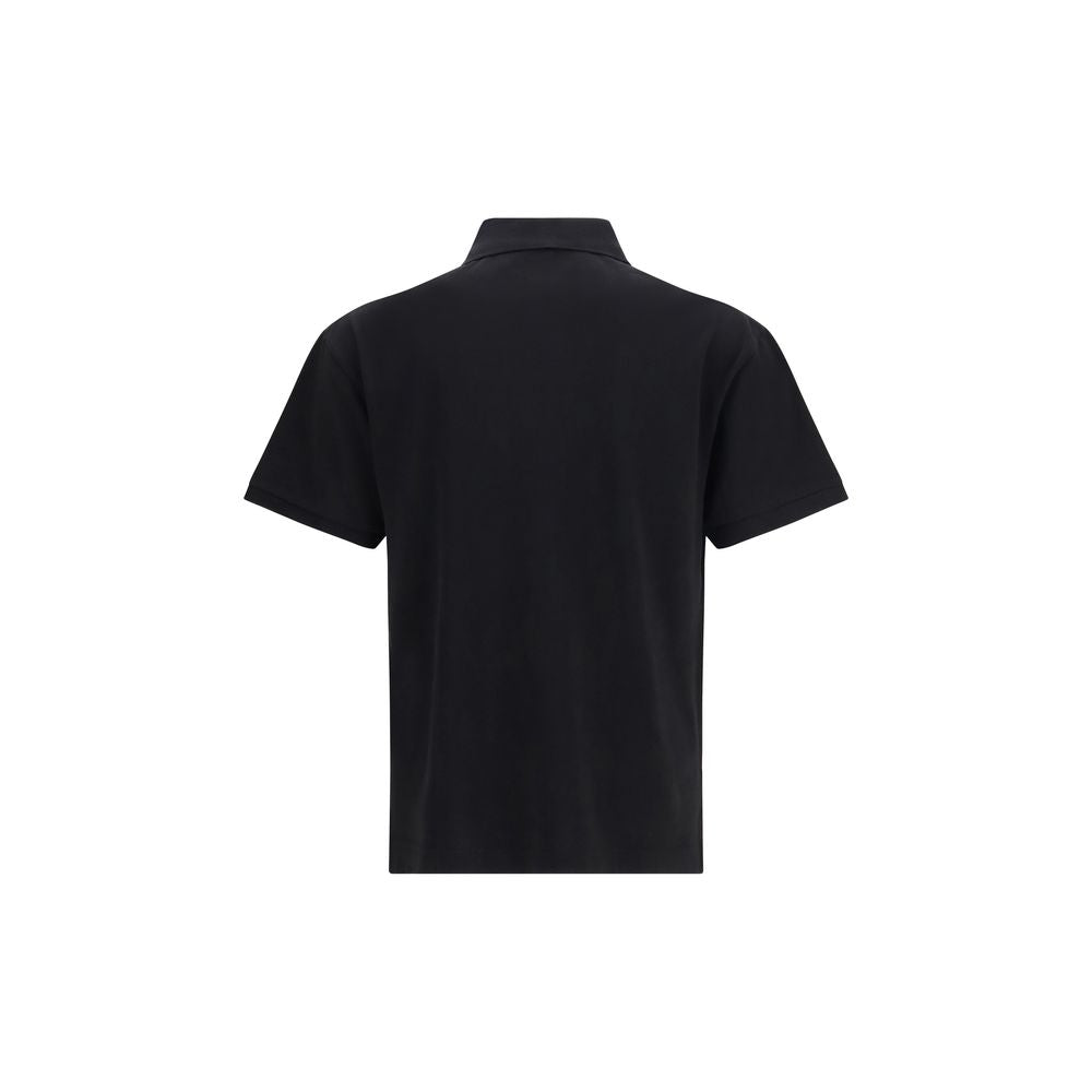Palm Angels Black Cotton Polo Shirt - Curved Logo Design