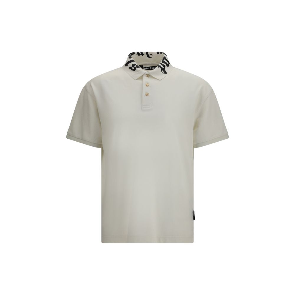 Polo Shirt en Coton Blanc Palm Angels