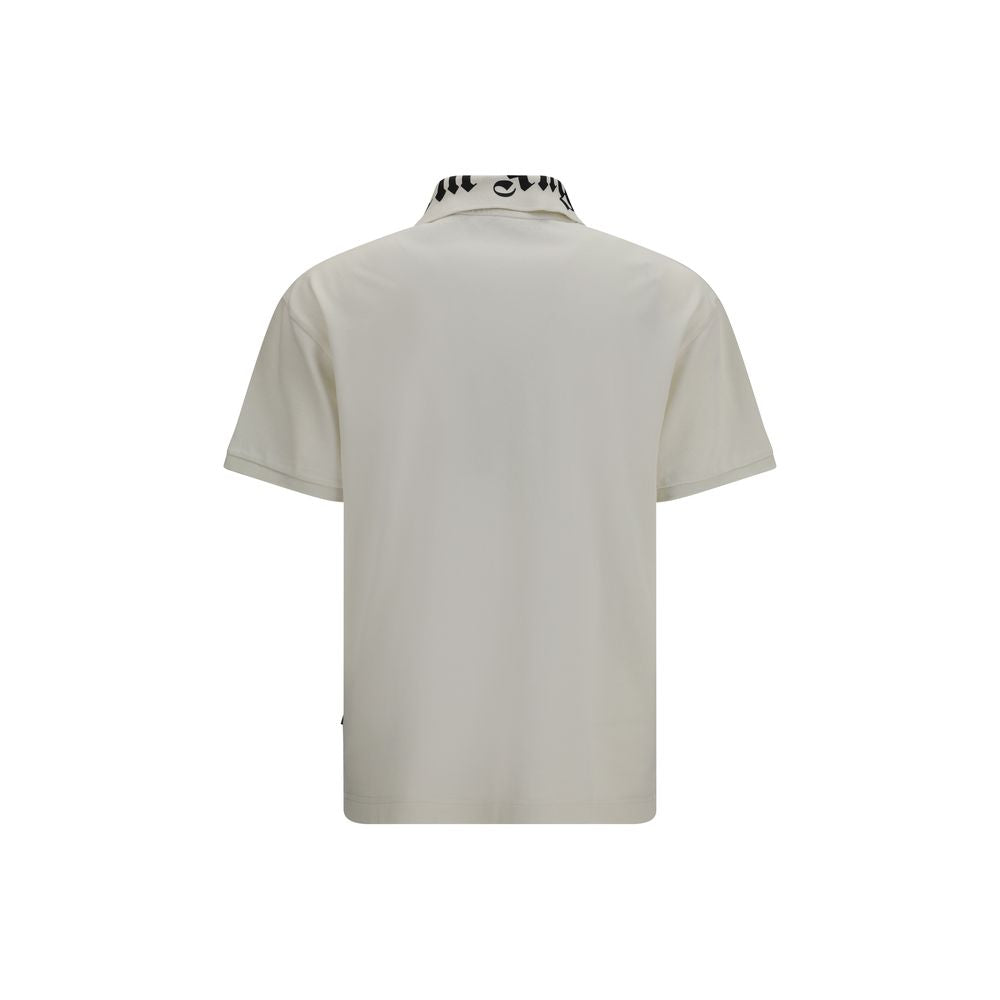 Polo Shirt en Coton Blanc Palm Angels