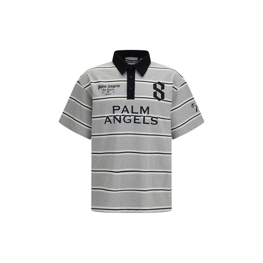 Palm Angels Gray Cotton Polo Shirt - Oversized Fit