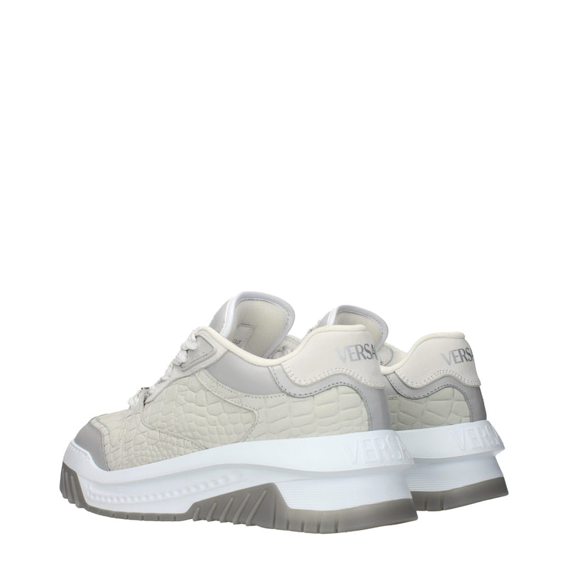 Versace Gray Leather Low Top Sneakers for Men - Stylish Comfort