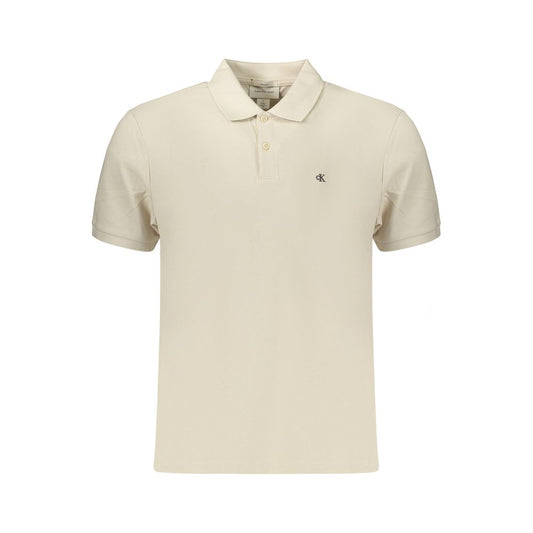 Calvin Klein Beige Cotton Men's Polo Shirt - Classic Fit