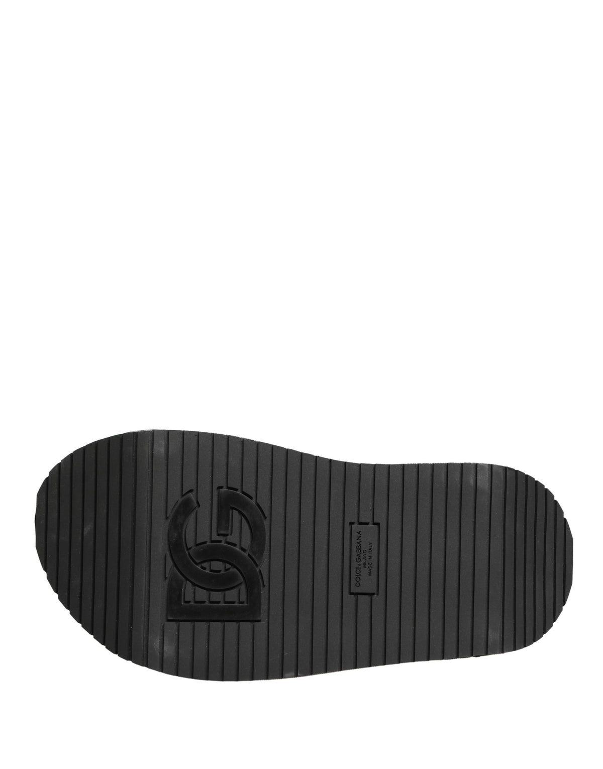 Dolce & Gabbana Gray Leather Monogram Logo Sandals