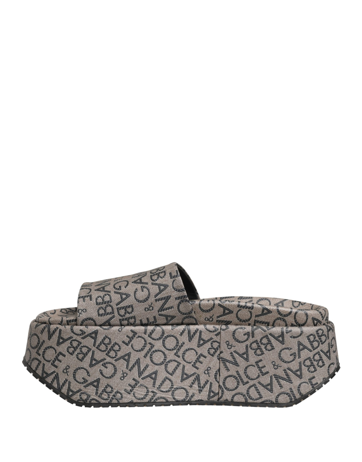 Dolce & Gabbana Gray Leather Monogram Logo Sandals