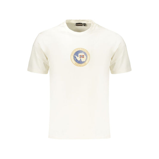 Napapijri White Cotton Men's T-Shirt - Classic Crew Neck