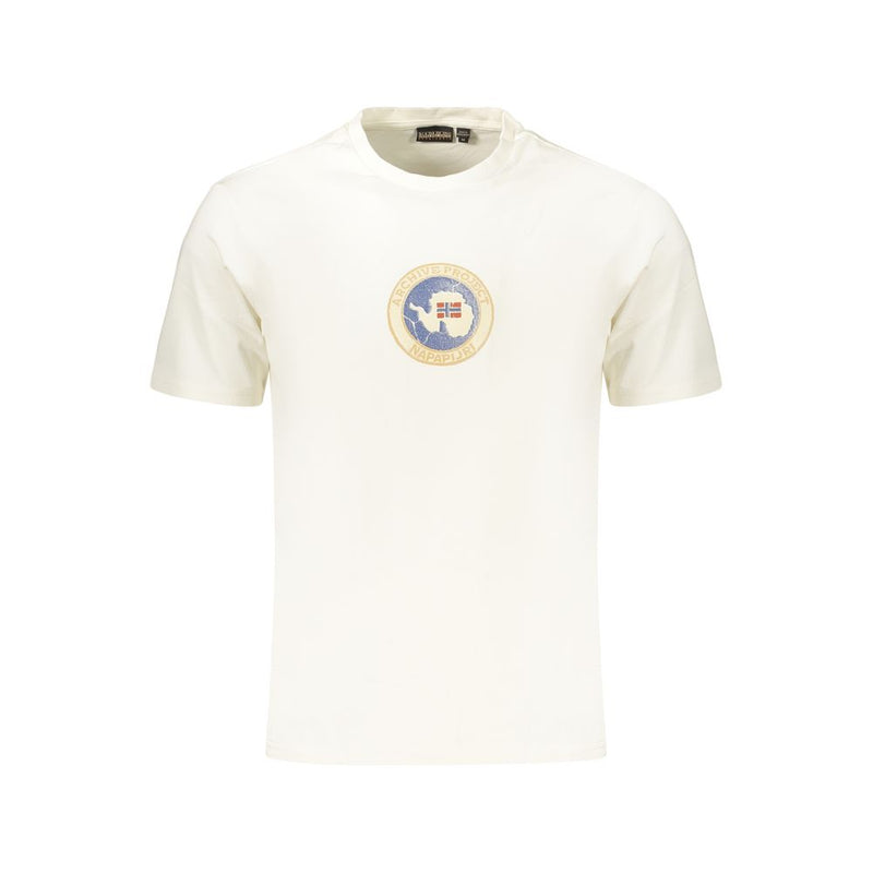 Napapijri White Cotton Men's T-Shirt - Stylish & Eco-Friendly