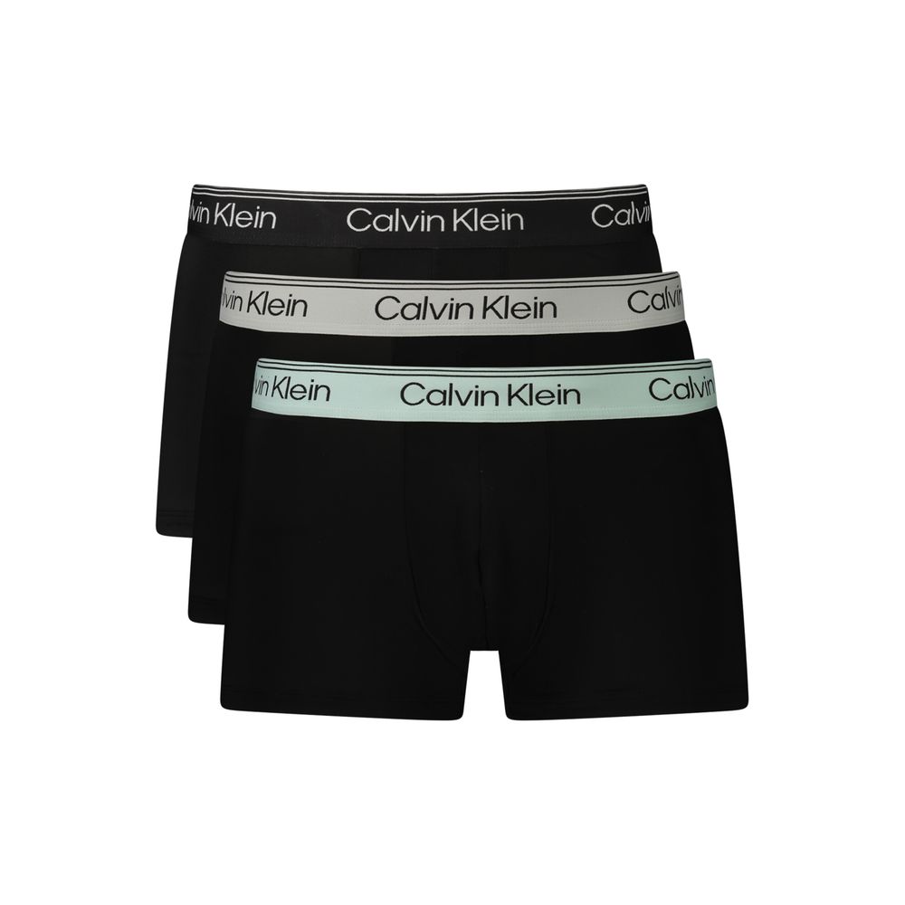 Calvin Klein Black Polyester Men's Boxer Shorts - Tri-Pack