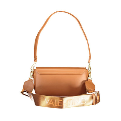 Mario Valentino Brown Polyurethane Women's Bag with Adjustable Shoulder Strap