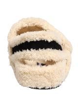 Dolce & Gabbana Beige Black Faux Fur Flats Sandals for Men