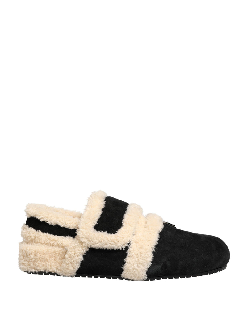 Dolce & Gabbana Beige Black Faux Fur Flats Sandals for Men