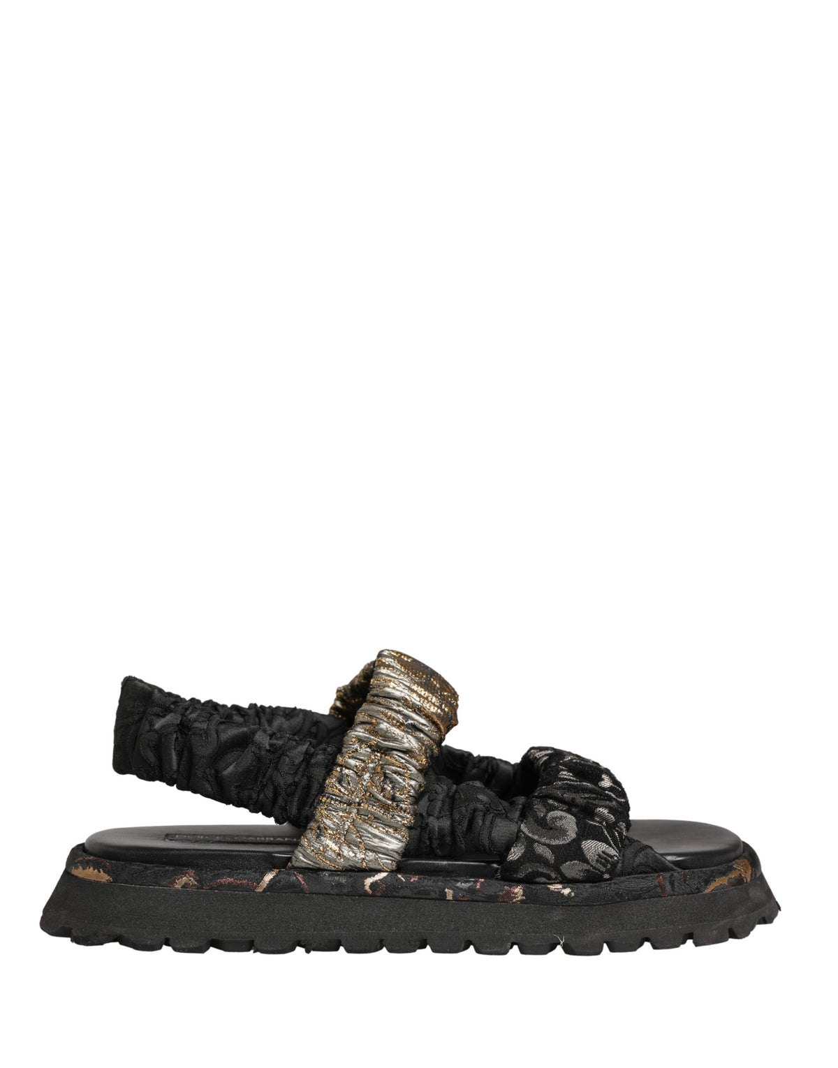 Dolce & Gabbana Black Ruching Detail Flats Sandals for Men
