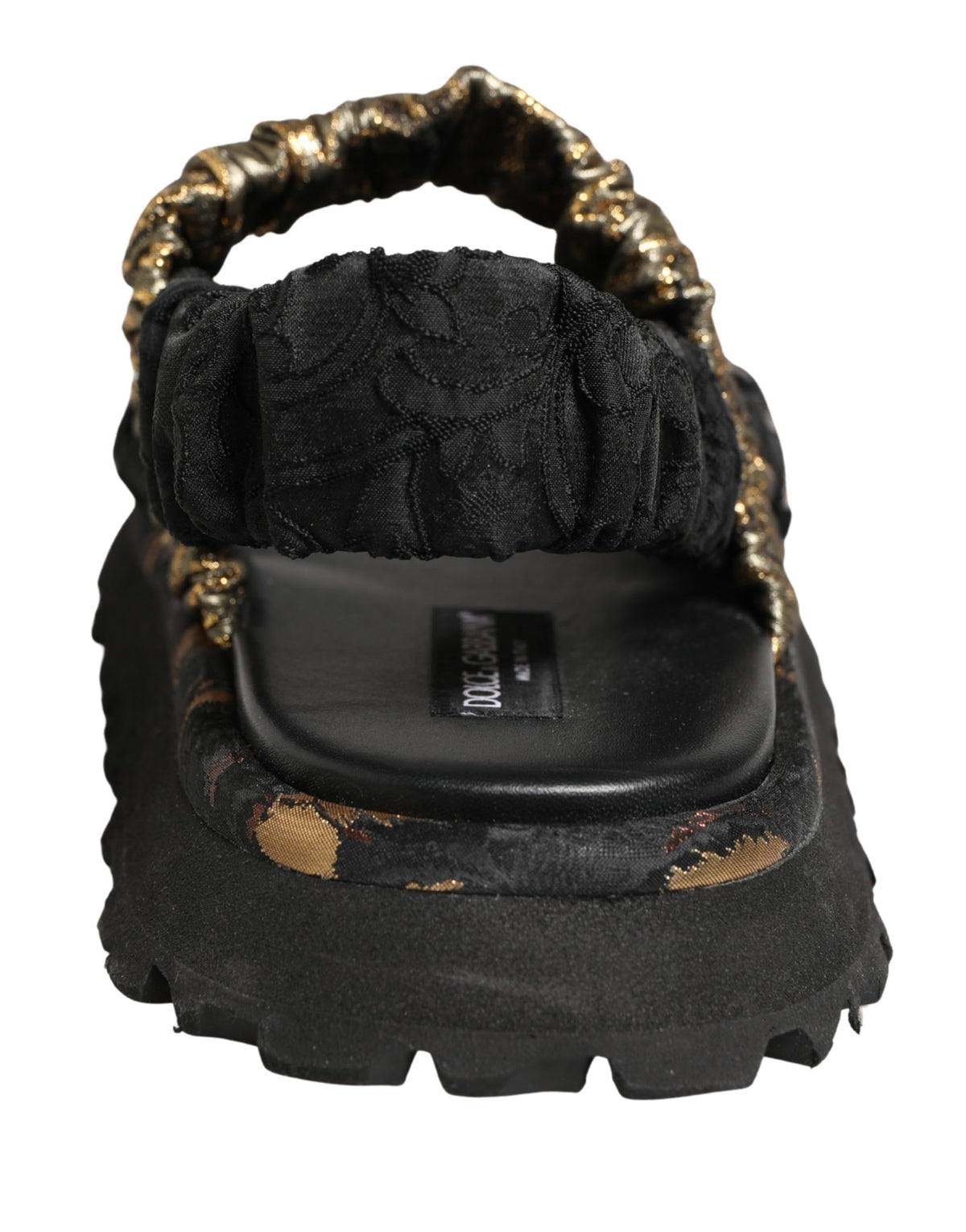 Dolce & Gabbana Black Ruching Detail Flats Sandals for Men