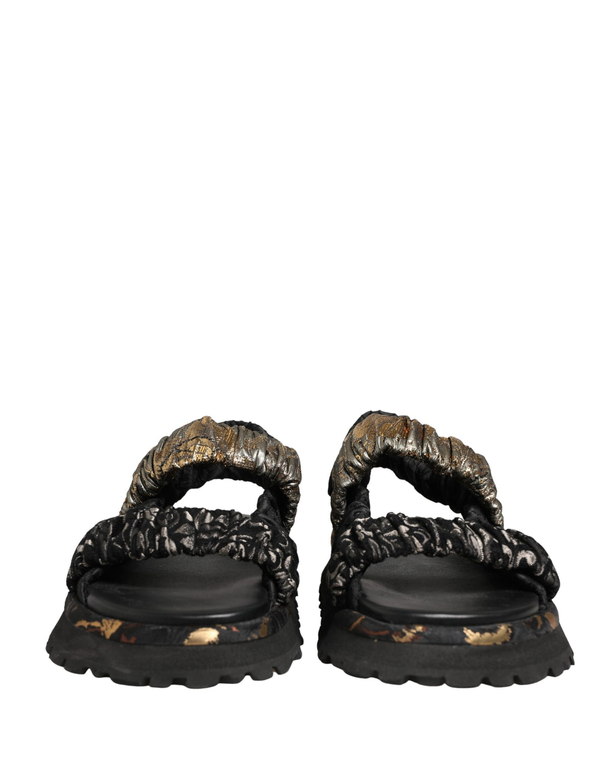 Dolce & Gabbana Black Ruching Detail Flats Sandals for Men