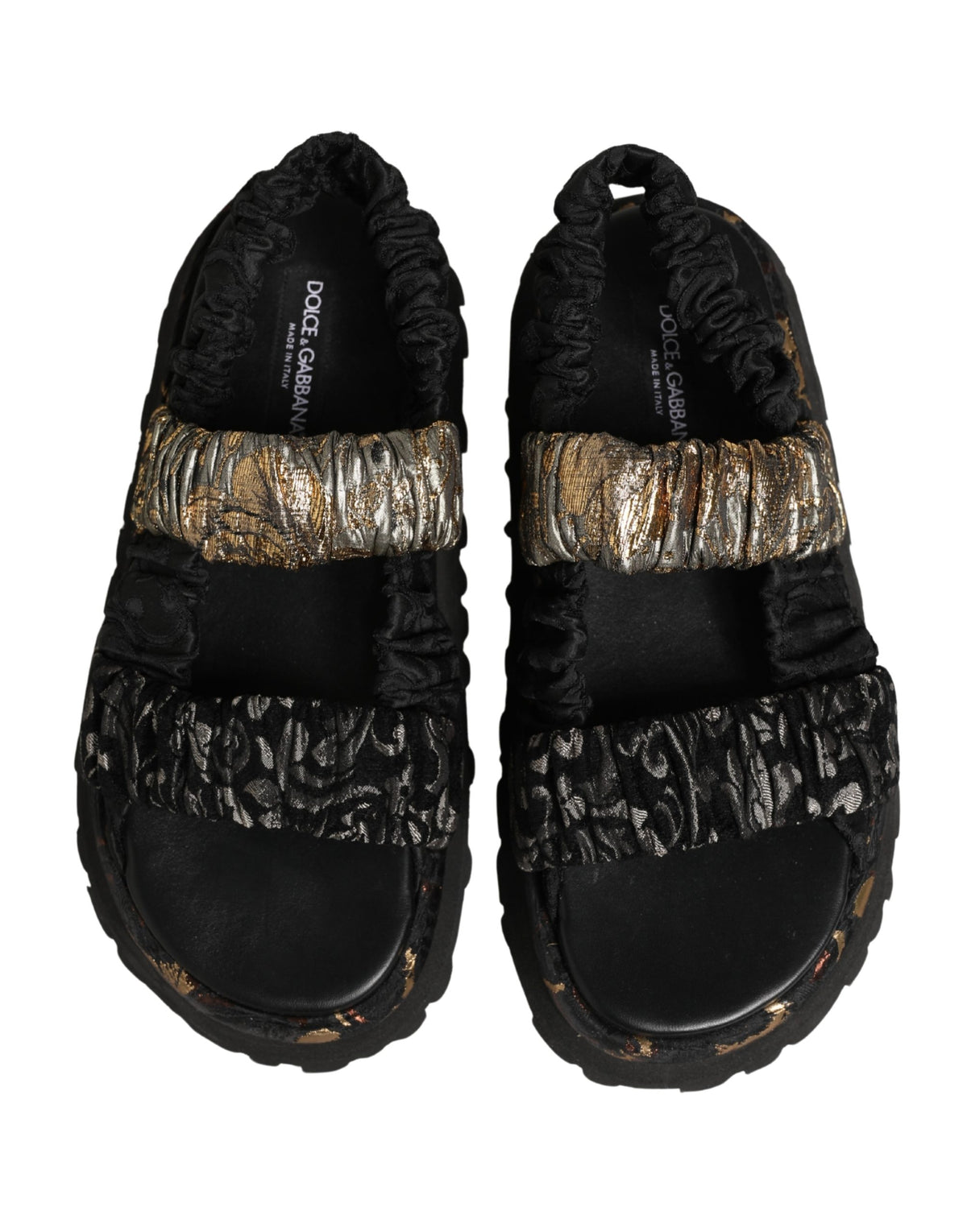 Dolce & Gabbana Black Ruching Detail Flats Sandals for Men