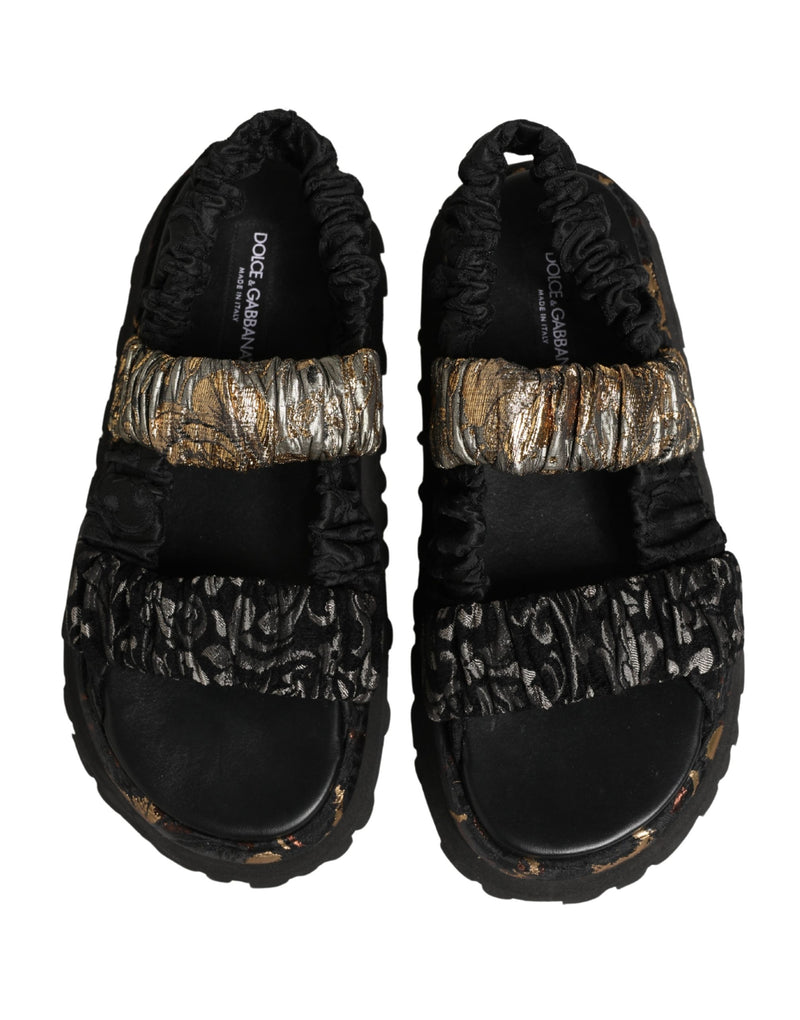 Dolce & Gabbana Black Ruching Detail Flats Sandals for Men