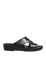 Dolce & Gabbana Black Leather Cutout DG Logo Sandals