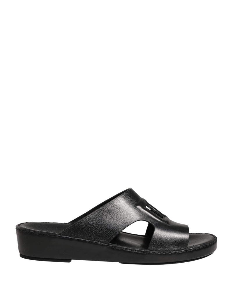 Dolce & Gabbana Black Leather Cutout DG Logo Sandals