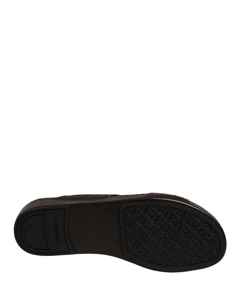Dolce & Gabbana Brown Leather Cutout DG Logo Sandals