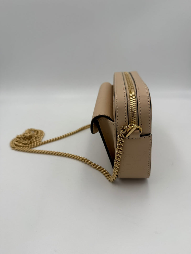 Gucci GG Jumbo Beige Shoulder Bag with Front Pocket