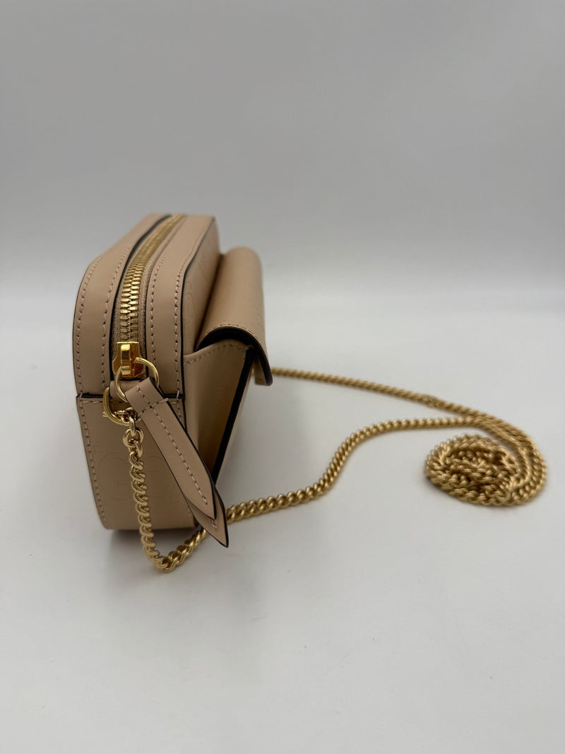 Gucci GG Jumbo Beige Shoulder Bag with Front Pocket