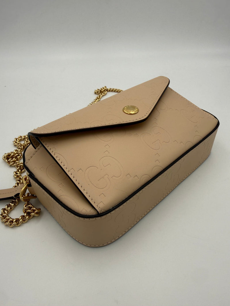 Gucci GG Jumbo Beige Shoulder Bag with Front Pocket