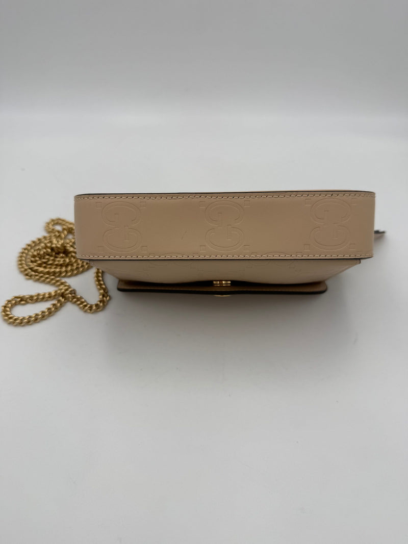 Gucci GG Jumbo Beige Shoulder Bag with Front Pocket