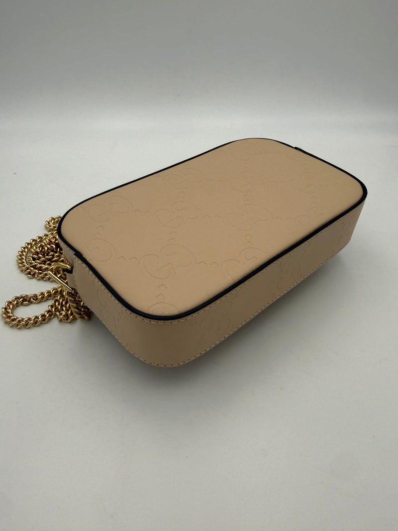 Gucci GG Jumbo Beige Shoulder Bag with Front Pocket