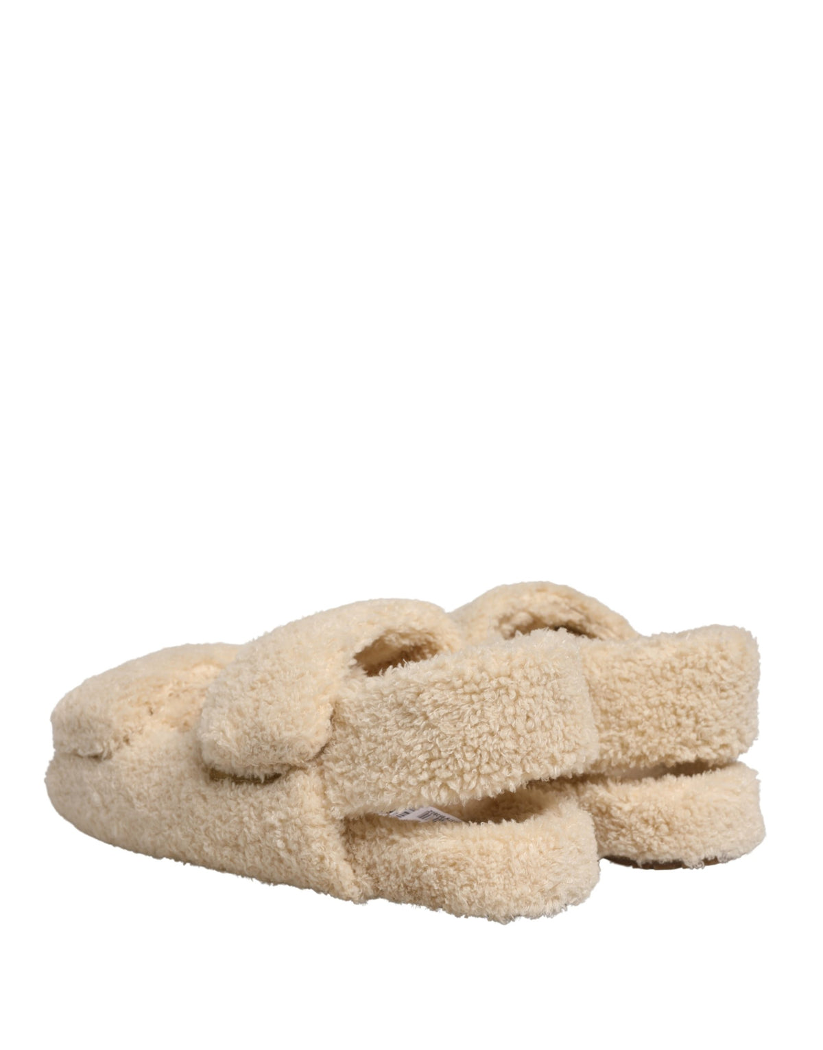 Dolce & Gabbana Beige Faux Fur Slides for Men - Stylish Flats