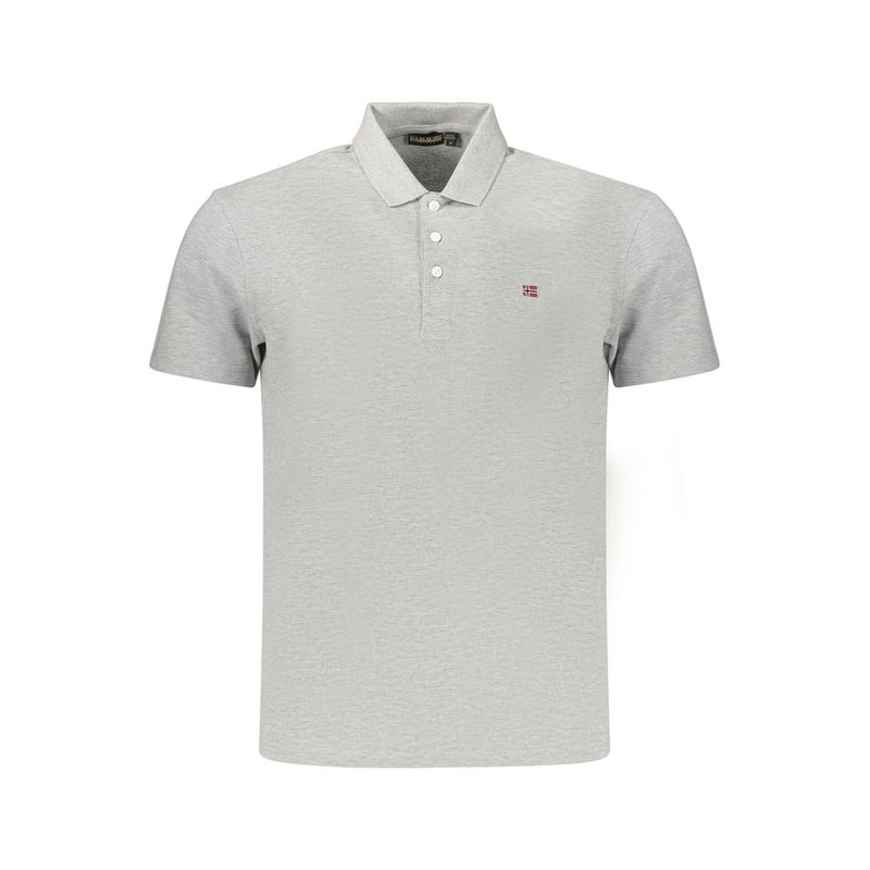 Napapijri Gray Cotton Men's Polo Shirt - Stylish Comfort