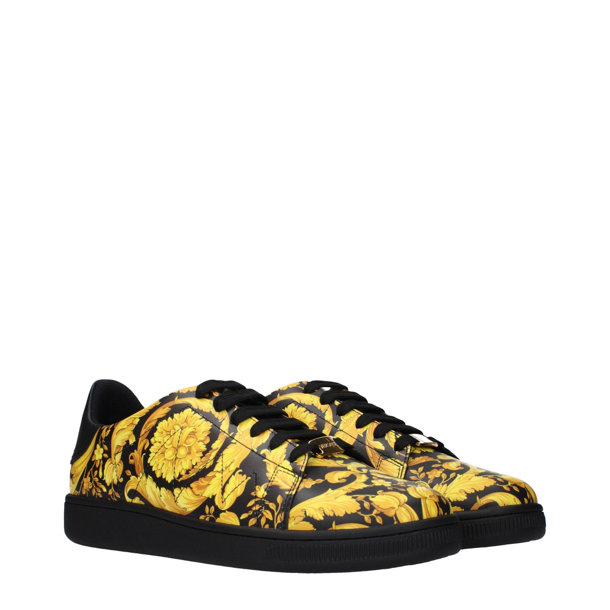 Versace Black Leather Chunky Sneakers for Men