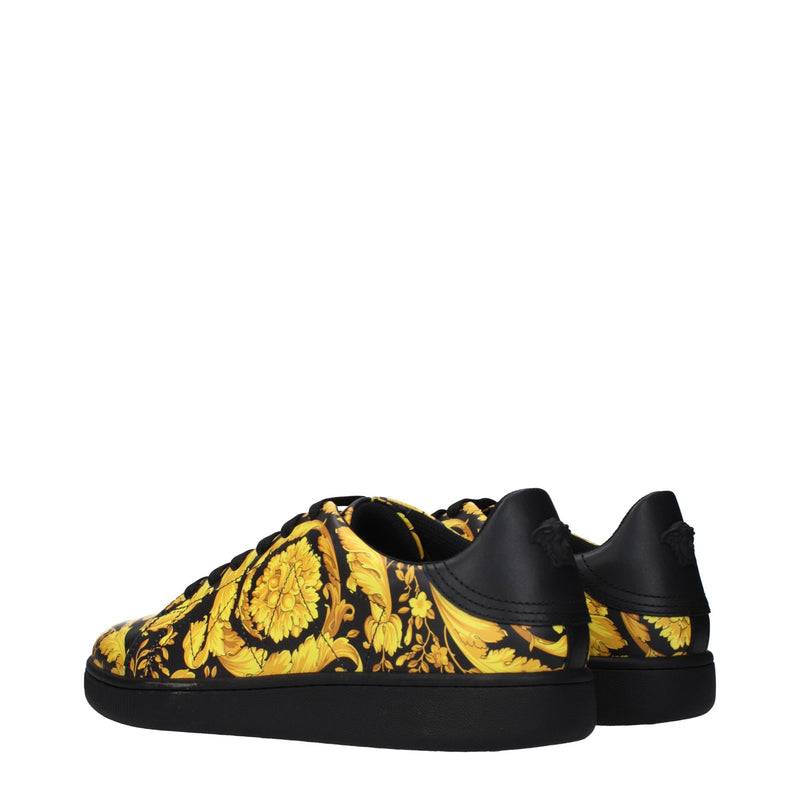 Versace Black Leather Chunky Sneakers for Men