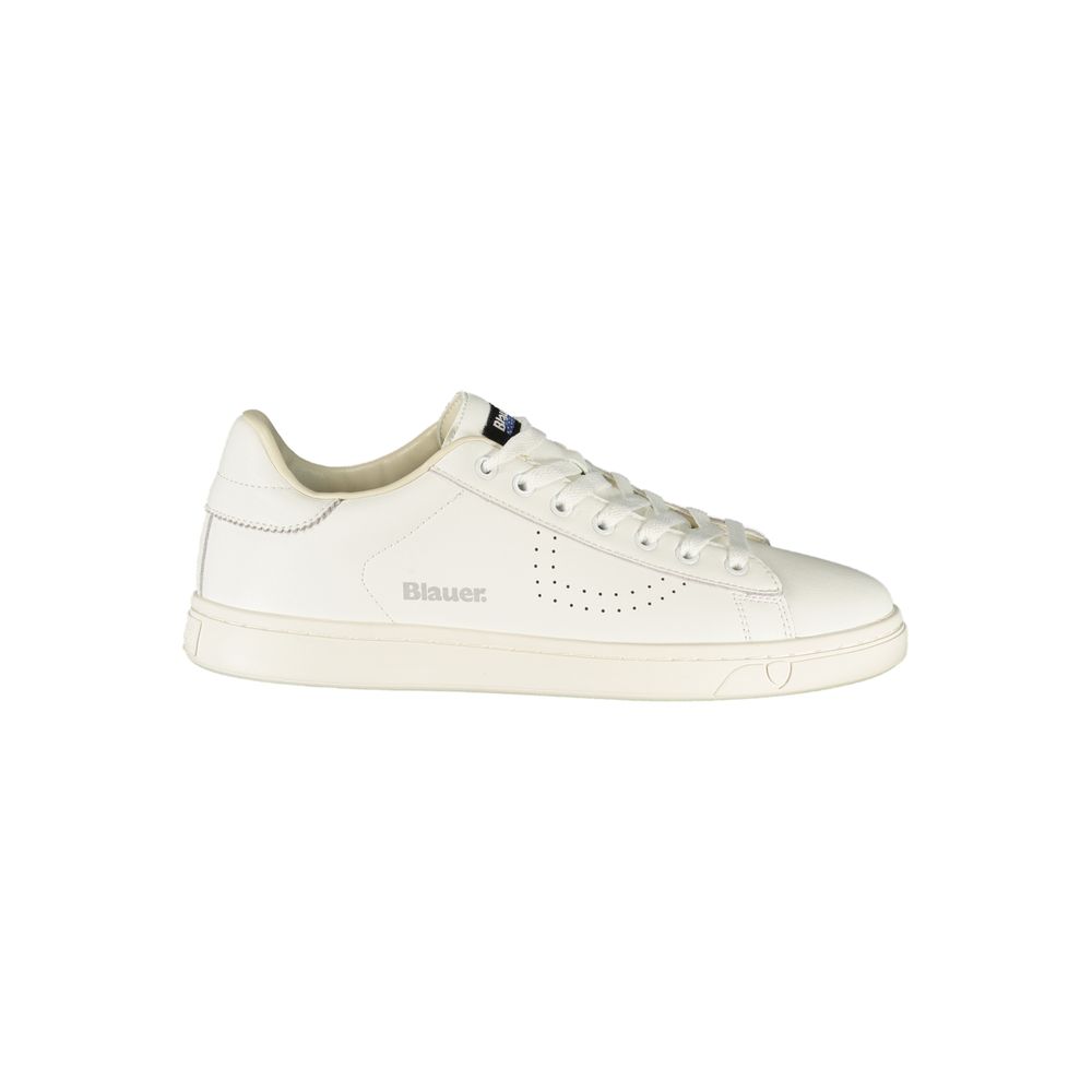 BLAUER White Polyurethane Men's Sneaker - Stylish Comfort