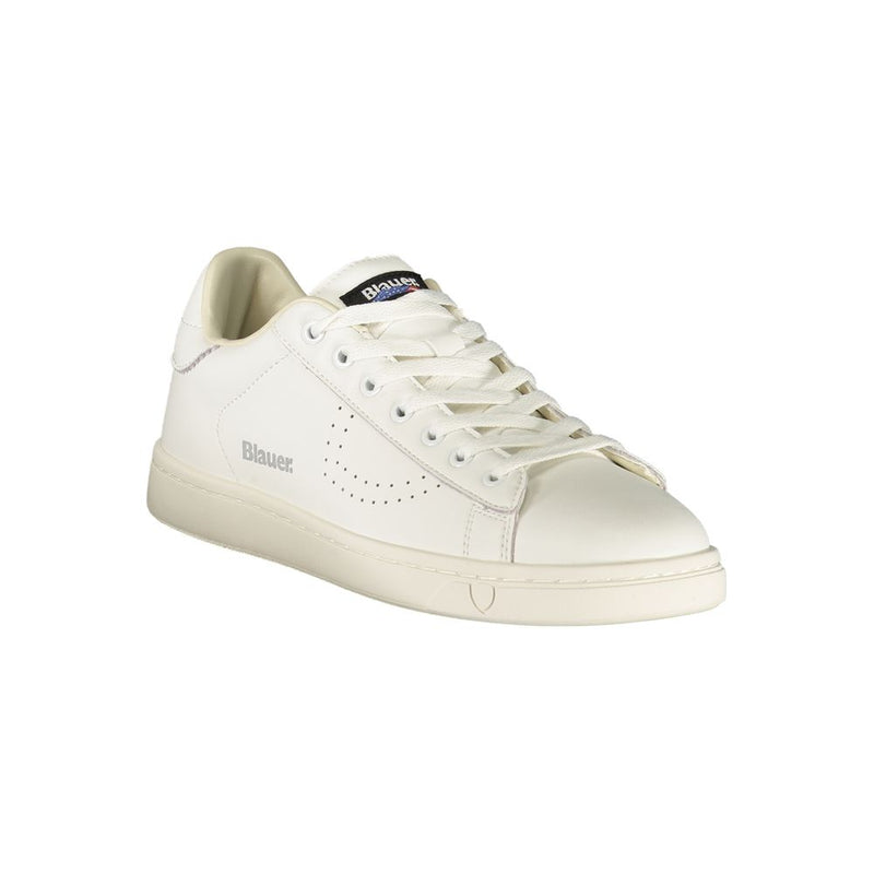 BLAUER White Polyurethane Men's Sneaker - Stylish Comfort