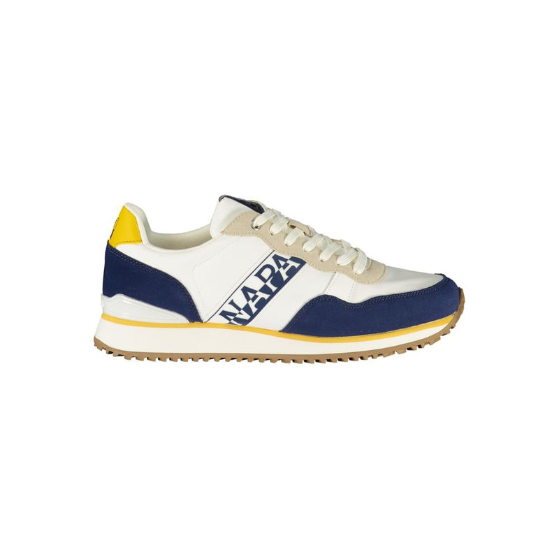 Napapijri Men's White Polyester Sneakers with Blue Details