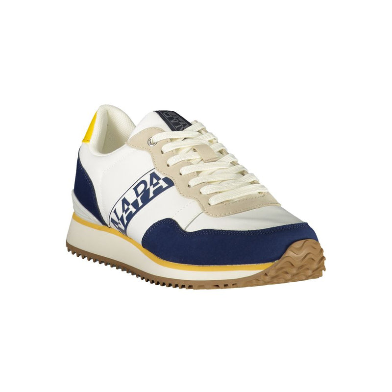 Napapijri Men's White Polyester Sneakers with Blue Details