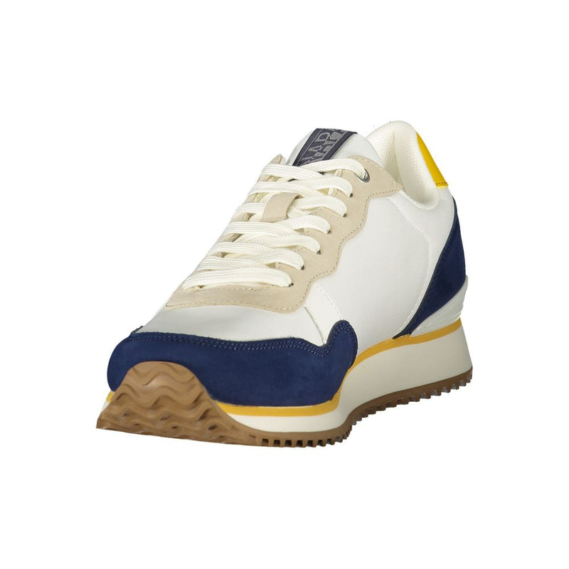 Napapijri Men's White Polyester Sneakers with Blue Details