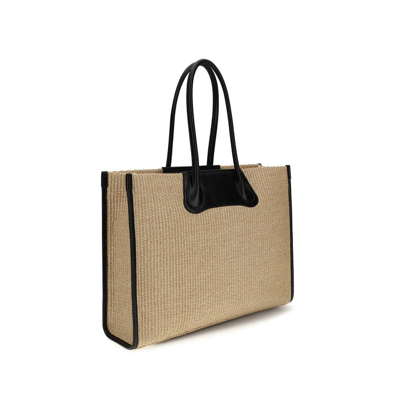 Sac à bandoulière en raffia beige Vivienne Westwood