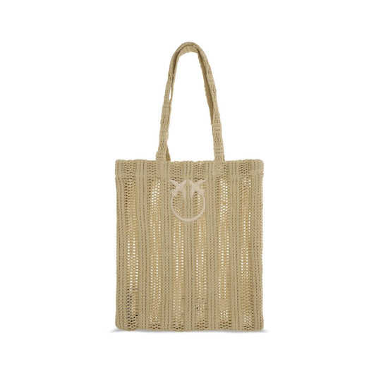 Sac porté épaule PINKO en raphia beige