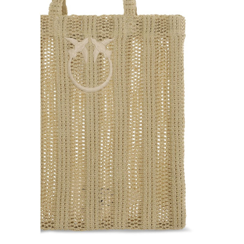 PINKO Beige Raffia Shoulder Bag