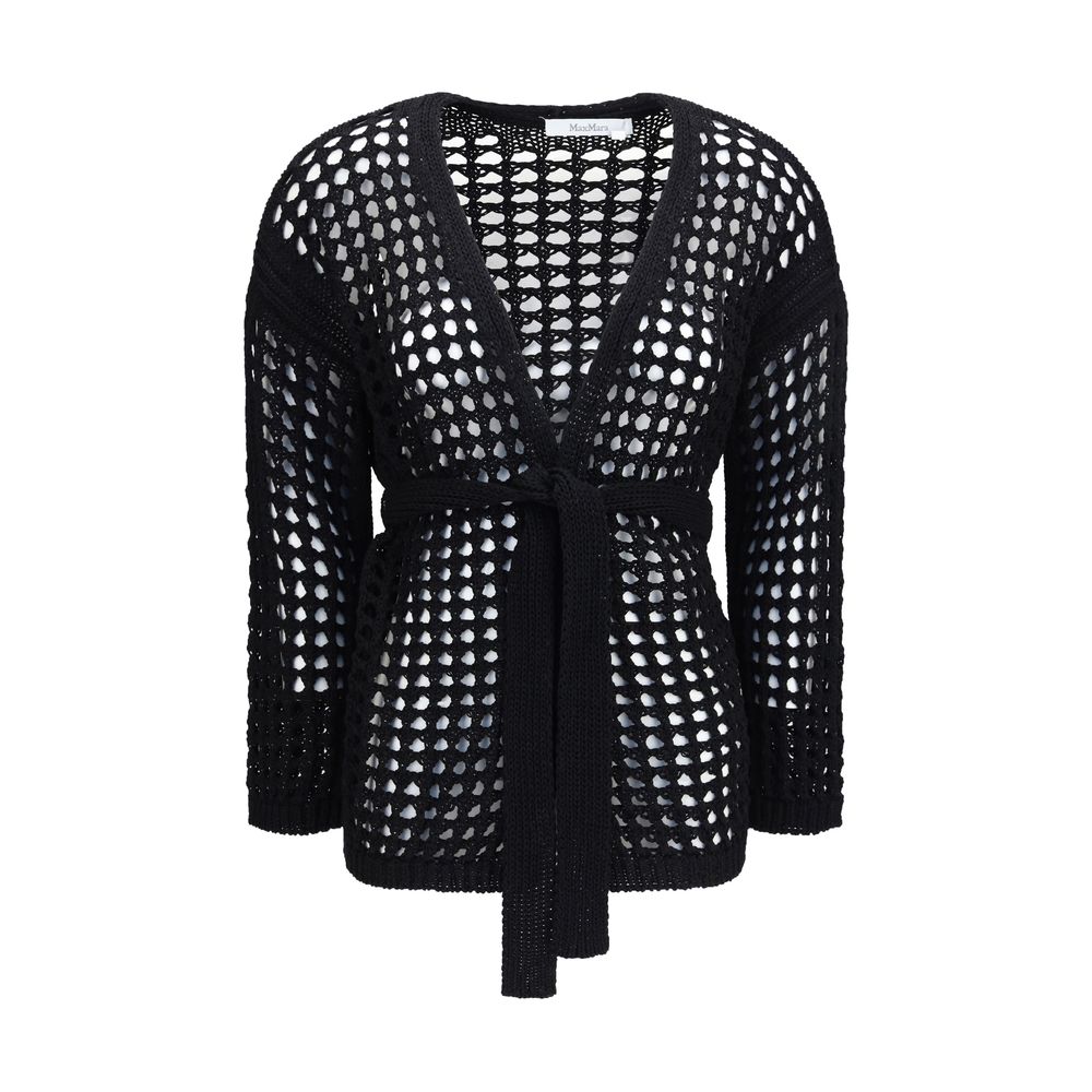 Max Mara Pure Black Cotton Cardigan - Sophisticated Comfort