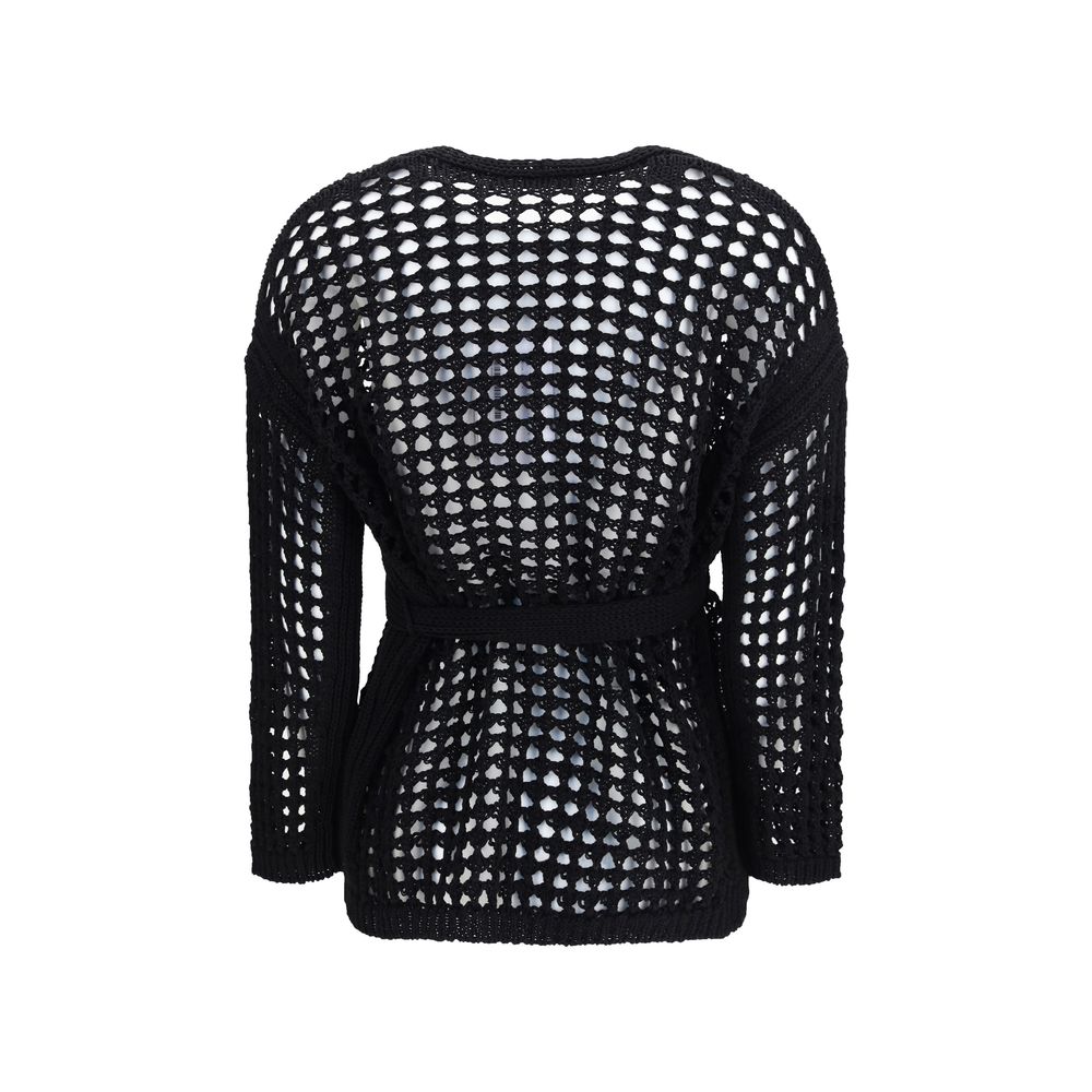Max Mara Pure Black Cotton Cardigan - Sophisticated Comfort