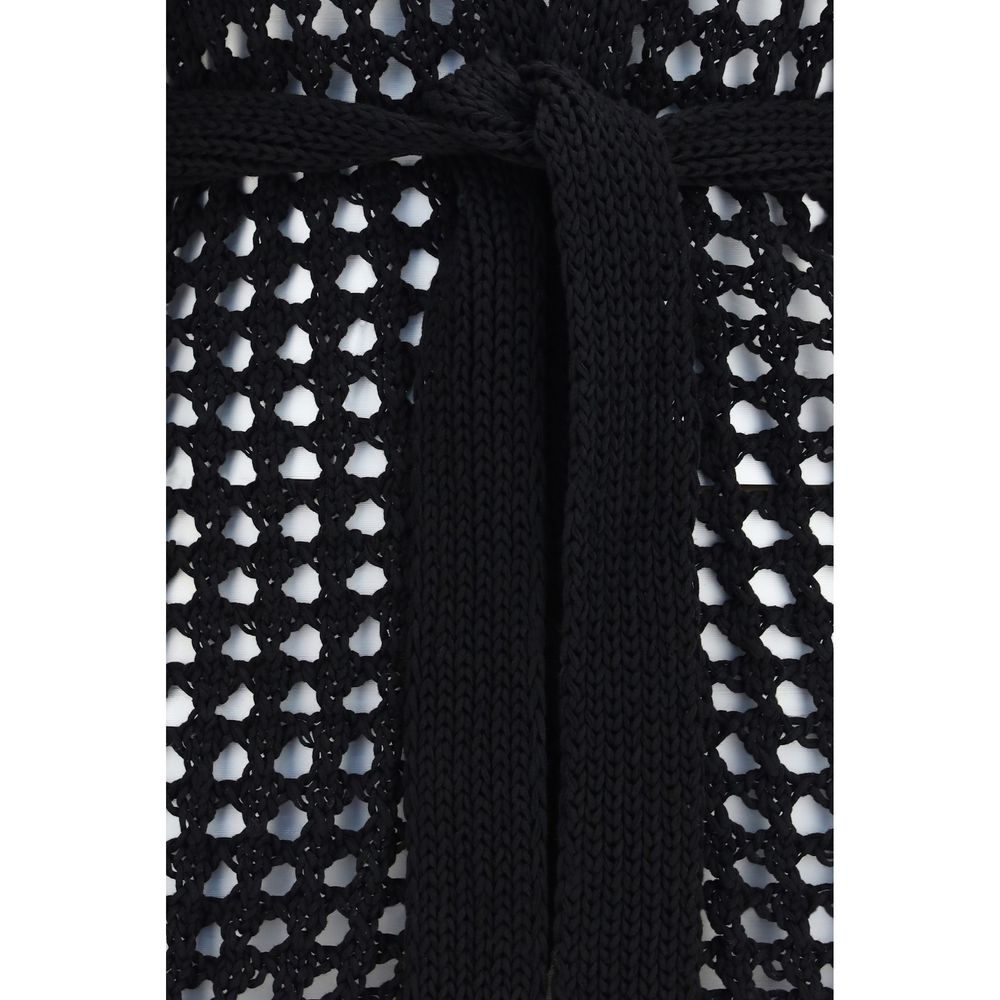 Max Mara Pure Black Cotton Cardigan - Sophisticated Comfort