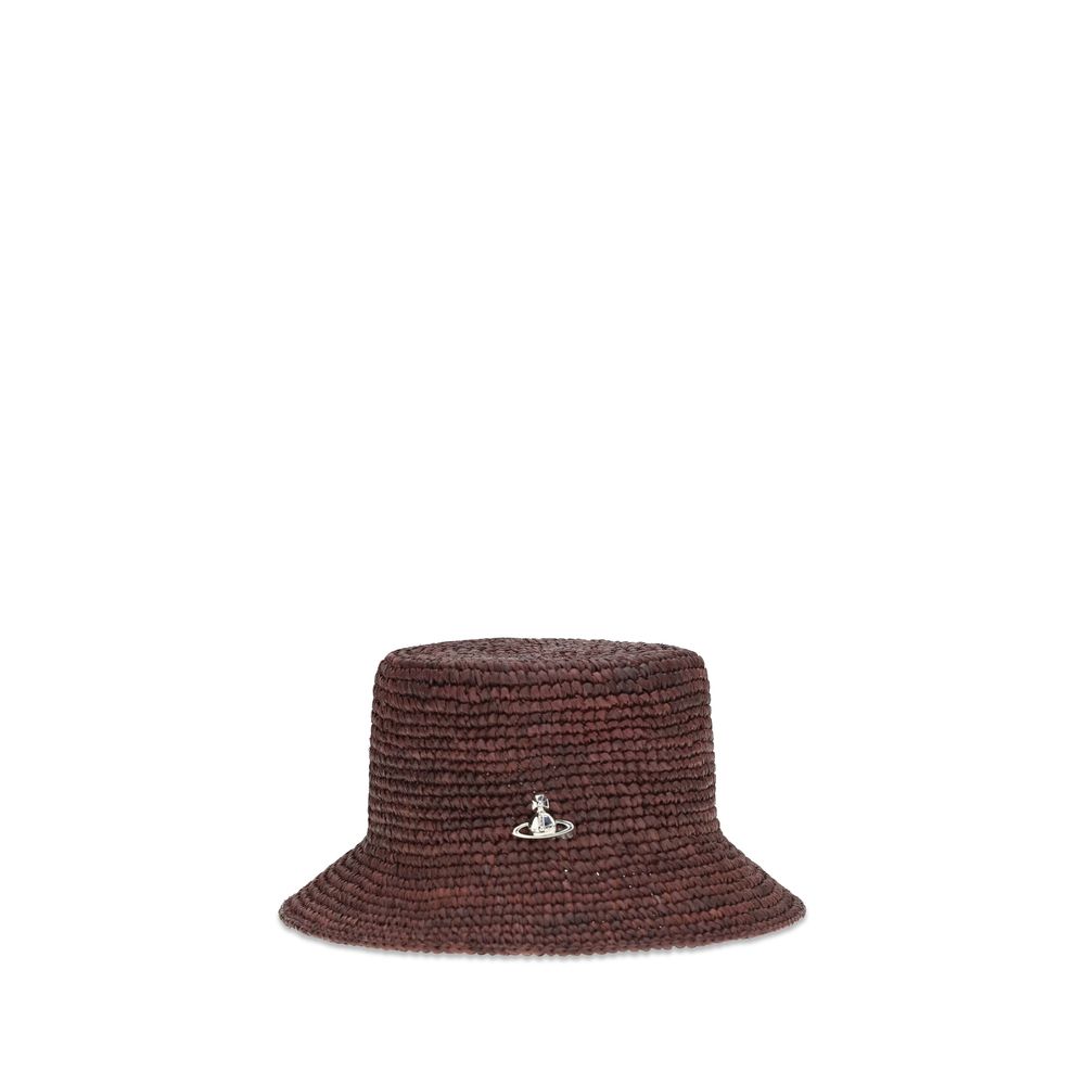 Vivienne Westwood Brown Raffia Bucket Hat - Iconic Summer Accessory