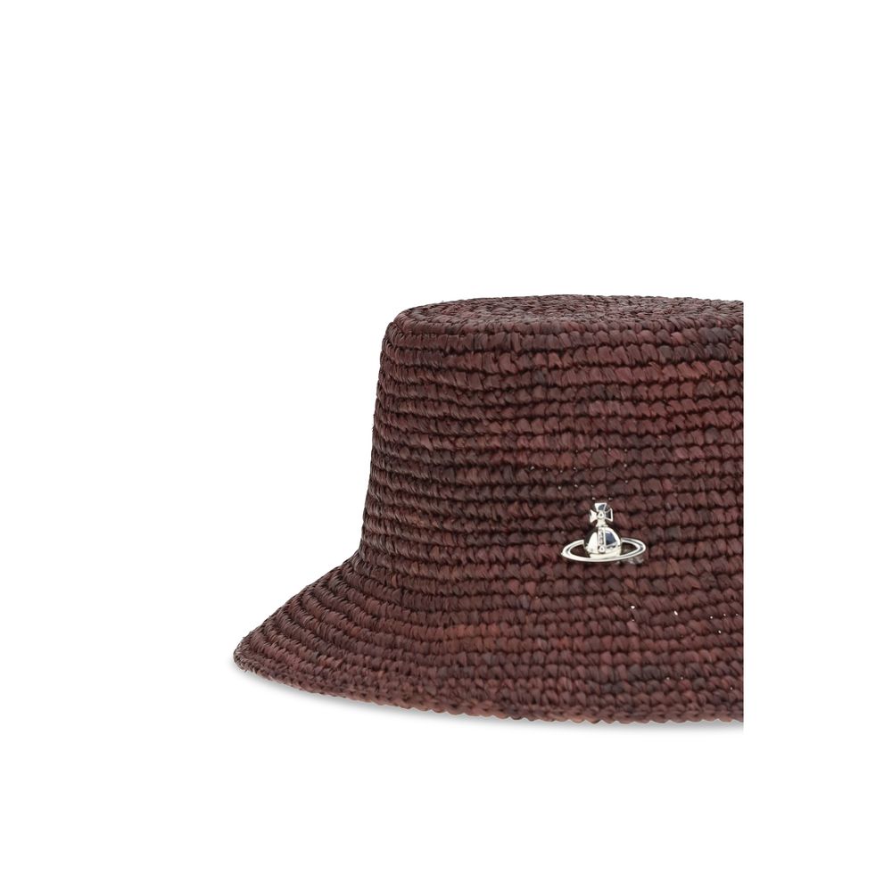 Vivienne Westwood Brown Raffia Bucket Hat - Iconic Summer Accessory