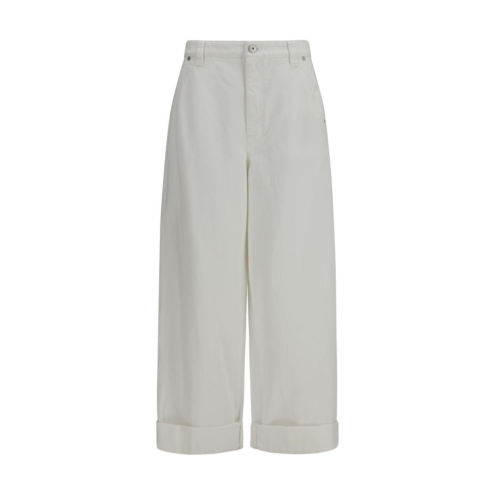 Brunello Cucinelli White Cotton Casual Pants for Women