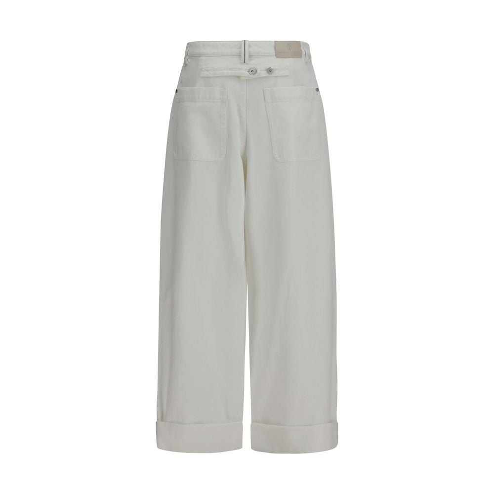 Brunello Cucinelli White Cotton Casual Pants for Women
