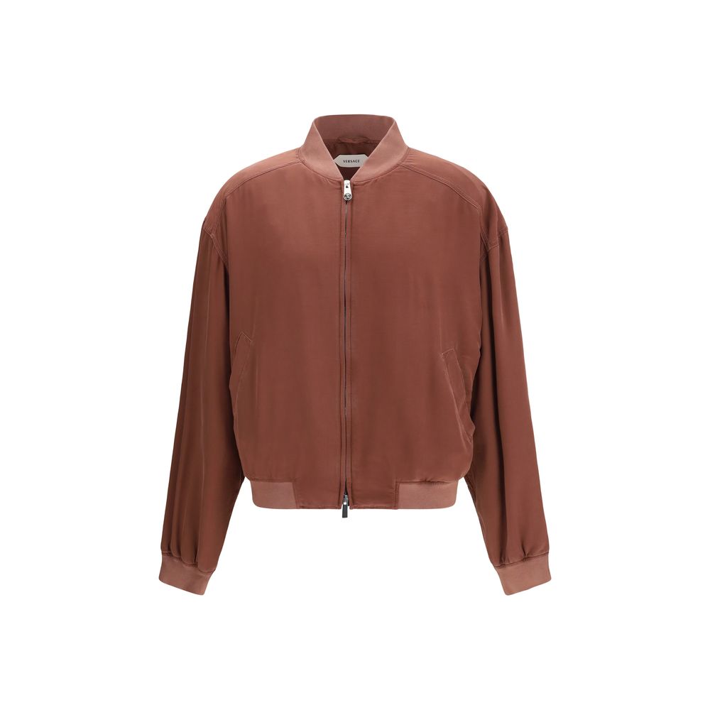 Veste Bomber en Soie Bordeaux Versace
