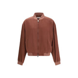Veste Bomber en Soie Bordeaux Versace