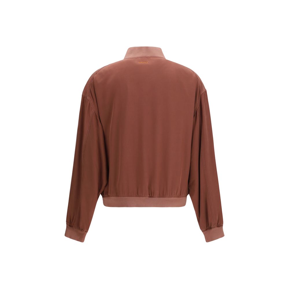 Veste Bomber en Soie Bordeaux Versace