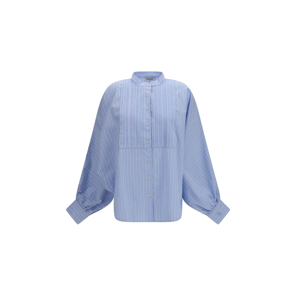 SOSUE Antonia Voile Shirt - Blue Cotton Pattern